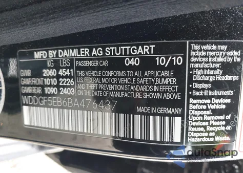 2011 Mercedes-Benz C 300 Luxury/Sport z USA, uszkodzony, nr VIN WDDGF5EB6BA476437